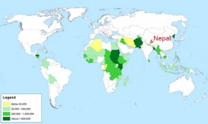 here is nepal on the world map