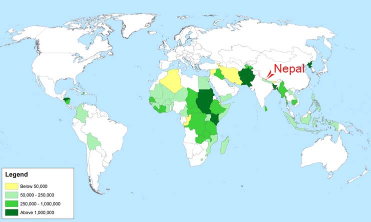 here is nepal on the world map